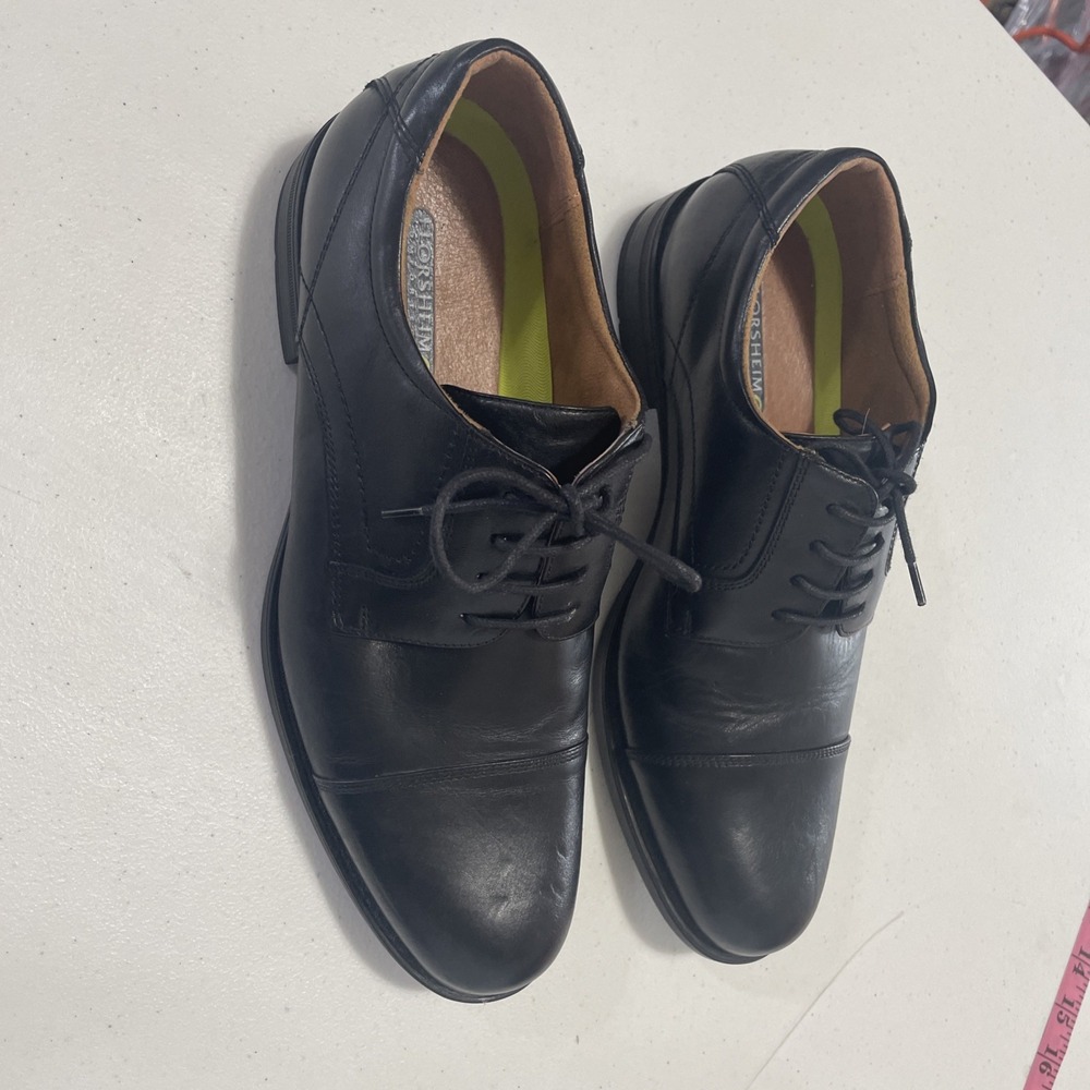 FLORSHEIM Black Leather Midtown Cap Toe Oxford Shoes Men's 10D‎ Comfortech Sole